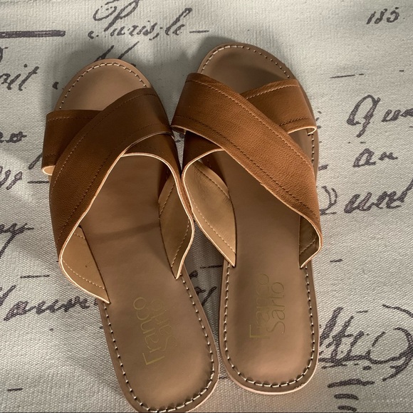 FRANCO SARTO Quentin criss cross leather flat sandal Women Size US 8 - Picture 2 of 5